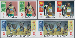 Jamaica: 2008, Summer Olympics Beijing Complete Set Of Four In Horizontal IMPERFORATE Pairs, Mint Ne - Jamaique (1962-...)