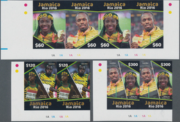 Jamaica: 2016, Summer Olympics Rio De Janeiro Complete Set Of Four In Horizontal IMPERFORATE Pairs F - Giamaica (1962-...)