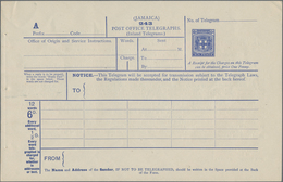 Jamaica - Ganzsachen: 1911 Telegram Form 'Arms' 6d. Blue, Unused, With A Light Short Corner Crease A - Jamaica (...-1961)