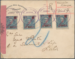 Kionga: 1916, 1/2 C To 5 C On 100 R Blue/black, Complete Set With Four Values, Each Stamp Tied By Vi - Kionga