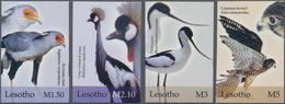 Lesotho: 2004, Birds Complete IMPERFORATE Set Of Four (Secretary Bird, Gray-crowned Crane, Pied Avoc - Lesotho (1966-...)