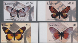 Lesotho: 2004, Butterflies Complete IMPERFORATE Set Of Four (Acraea Rabbaiae, Alaena Margaritacea, B - Lesotho (1966-...)