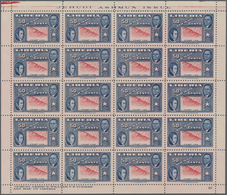 Liberia: 1952. Jehudi Ashmun Issue, 50 C Airmail Stamp, INVERTED CENTER, MNH, Complete Sheet Of 20. - Liberia