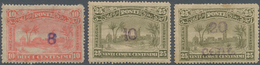 Marokko: LOCALS: MAGAZAN A MARRAKESH, 1898, Overprints, 8 On 10c. Rose, 10 On 25c. Olive And 20 Cent - Neufs