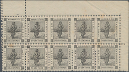 Marokko: LOCALS: TANGIER A LARAICHE, 1898, 50c. Grey-black, Marginal Block Of Ten From The Upper Rig - Unused Stamps