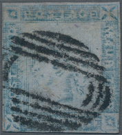 Mauritius: 1859, "Lapirot" TWO PENCE Blue, Worn Impression, Full Margins, Lower Left Corner Lightly - Mauricio (...-1967)