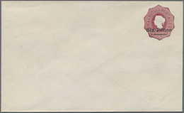 Mauritius: 1877, Stat. Envelope QV 10d. Brownish-violet Surch. 'Six Pence' On Thick Linen Paper With - Mauricio (...-1967)
