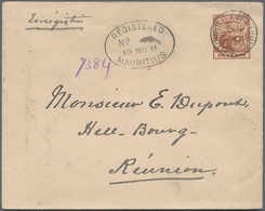 Mauritius: 1911 (10.11.), Stat. Envelope 'coat Of Arms' 36c. Brown Commercially Registered Usage Fro - Mauritius (...-1967)