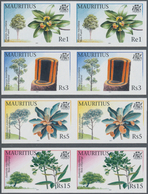 Mauritius: 2001, Domestic Trees Complete Set Of Four In Horizontal IMPERFORATE Pairs, Mint Never Hin - Mauritius (...-1967)