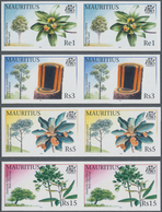 Mauritius: 2001, Domestic Trees Complete Set Of Four In Horizontal IMPERFORATE Pairs, Mint Never Hin - Maurice (...-1967)