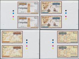 Mauritius: 2002, Historic Maps Of South West Indian Ocean Complete Set Of Four In Vertical IMPERFORA - Maurice (...-1967)