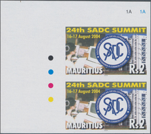 Mauritius: 2004, 24th SADC Summit Complete Set Of Two In Vertical IMPERFORATE Pairs From Upper Left - Mauricio (...-1967)