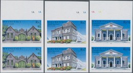 Mauritius: 2005, Protection Of Historical Buildings Complete Set Of Three In Vertical IMPERFORATE Pa - Mauricio (...-1967)