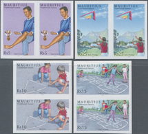 Mauritius: 2006, Children's Games Complete Set Of Four (Sapsiwaye, Kite Flying, Marbles And Hop Scot - Mauritius (...-1967)