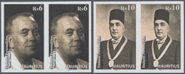 Mauritius: 2012, Personalities Complete Set Of Two In Horizontal IMPERFORATE Pairs, Mint Never Hinge - Mauricio (...-1967)