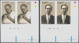 Mauritius: 2013, Personalities Complete Set Of Two In Horizontal IMPERFORATE Pairs From Lower Right - Maurice (...-1967)