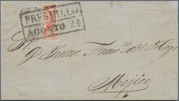 Mexiko: 1856, Vertical Bisected 4 R. With Black Surcharge Zacatecas As Single Franking On Great Part - Mexiko
