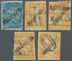 Mexiko: 1865/66, 5 Stamps 1 And 2R Adler With Numbers From Zacatecas And Sub-numbers From Aguascalie - Mexico