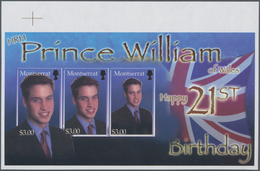 Montserrat: 2003, 21st Birthday Of Prince William Complete Set Of Three In An IMPERFORATE Sheetlet W - Other & Unclassified