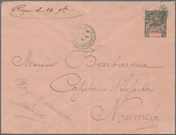 Neukaledonien: 1894, 25 C Black/red On Rose Postal Stationery Envelope, Used With Double Circle Date - Briefe U. Dokumente