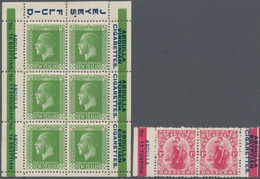 Neuseeland: 1925/1927, KGV ½d. Green Booklet Pane Of Six With Bars And Advertisments In Margins And - Briefe U. Dokumente