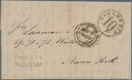 Panama: 1864 "PAID-TO/PANAMA" Double-liner And "PANAMA/DE 5/1864" Transit C.d.s. On Entire Letter Se - Panama