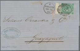 Panama: 1869 British Numeral "C35" Of Panama Tying GB 1867 1s. Green (sheet Margin With Part Inscr. - Panama