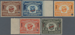 Panama: 1923/1931 (ca.), Revenue Stamps 'TIMBRE NACIONAL' (national Tax, Coat Of Arms) Five Differen - Panamá