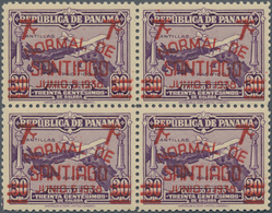Panama: 1938, Opening Of Aguadulce School At Santiago, Airmail 7c. On 30 C.violet, NH Bloc Of 4 With - Panama