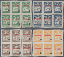 Peru: 1945 (ca.), Four Revenue Stamps 'SEGURO SOCIAL' (social Insurance) 1.05s. Green, 1.70s. Blue. - Perù