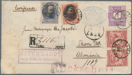 Peru - Ganzsachen: 1895, Uprated Stationery Envelope 20c. Lilac Used As Registered/Avis De Reception - Perù