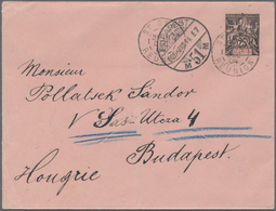 Reunion: 1904 Commercially Used Postal Stationery Envelope 25 C Black On Pink (146x112), Sent From S - Covers & Documents