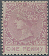 St. Christopher: 1882, QV 1d. Dull Magenta With Wmk. Crown CA Unused With Part Original Gum (heavy H - St.Cristopher-Nevis & Anguilla (...-1980)