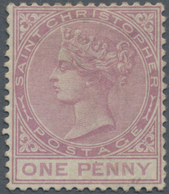 St. Christopher: 1882, QV 1d. Dull Magenta With Wmk. Crown CA Unused With Part Original Gum (heavy H - St.Christopher-Nevis & Anguilla (...-1980)