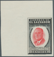El Salvador: 1947, 3th Death Anniversary F.D.Roosevelt, 10c. Black/red, Not Issued Design, Imperfora - Salvador