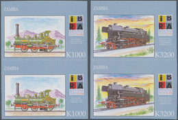 Sambia: 1999, International Stamp Exhibition IBRA In Nuremberg Complete Set Of Two (german Steam Loc - Zambia (1965-...)