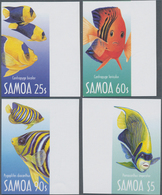 Samoa: 2003, Fishes Complete IMPERFORATE Set Of Four From Right Margins And The Imperf. Miniature Sh - Samoa