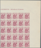 Spanisch-Sahara: 1937, Definitives "Camel Hoseman", Not Issued, 15c.-10p. Imperforate, Complete Set - Sahara Espagnol