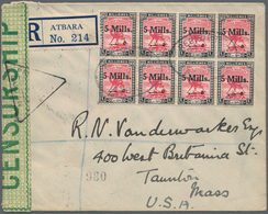 Sudan: 1940, Registered Cover Franked With Block Of 8x5 Mills. On 10 Millièmes Camel Rider Red/black - Sudan (1954-...)