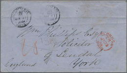 Natal: 1864 Stampless Cover From Durban (black Crown Cancel) Via London (red Paid Cancel) To York (b - Natal (1857-1909)