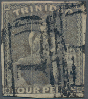 Trinidad Und Tobago: 1859, TRINIDAD: Britannia 4d. Grey-lilac Imperforate With Good To Wide Margins - Trindad & Tobago (1962-...)