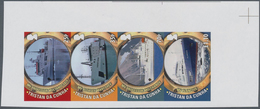 Tristan Da Cunha: 2011, Cruise Liner "Plancius", IMPERFORATE Proof Se-tenant Strip Of Four, Mint Nev - Tristan Da Cunha