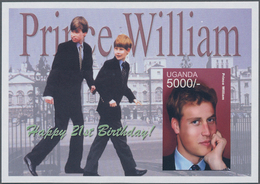 Uganda: 2003, 21st Birthday Of Prince William Complete Set Of Three In An IMPERFORATE Sheetlet With - Oeganda (1962-...)