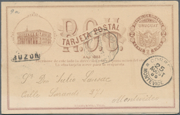 Uruguay - Ganzsachen: 1885, Stationery Double-card 2 C (minimal Toned) Both Cards Locally Used With - Uruguay