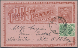 Uruguay - Ganzsachen: 1899, Stationery Double Card 2 C Carmine On Rose, Both Uprated 1 C Green And S - Uruguay