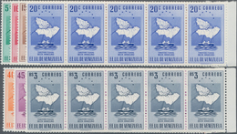Venezuela: 1953, Coat Of Arms 'DELTA AMACURO' Normal Stamps Complete Set Of Seven In Horizontal Stri - Venezuela