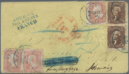 Vereinigte Staaten Von Amerika: 1861, Envelope Bearing Washington 3x 3 C Red And Jefferson 2x 5 C Br - Cartas & Documentos