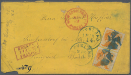 Vereinigte Staaten Von Amerika: 1869 'Shield & Eagle' 10c. Yellowish Orange, Two Singles, Used On Ye - Lettres & Documents