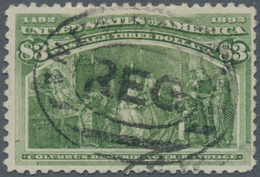 Vereinigte Staaten Von Amerika: 1893 Columbus $3 Yellow-green, Fine Used Copy, Some Thinning. - Lettres & Documents