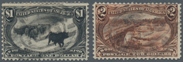 Vereinigte Staaten Von Amerika: 1898, Omaha $1 Black And $2orange-brown, Two Used Copies, $1 Tear At - Cartas & Documentos